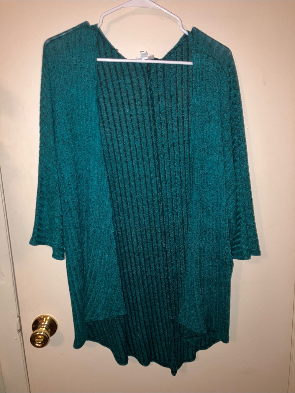 LuLaRoe Teal Ribbed Open-Front Knit Cardigan Medium